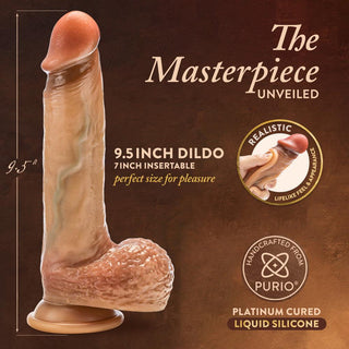 Renaissance - Raphael - 9.5 Inch Sliding Foreskin Dildo with Squeezable Balls - Tan - Circus of Books