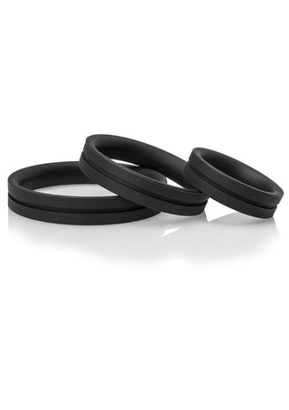 RingO Pro x3 Silicone Cock Rings Set Waterproof - Black (3 piece pack)