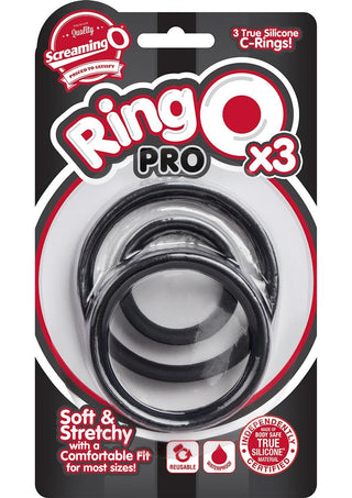 RingO Pro x3 Silicone Cock Rings Set Waterproof - Blue (3 piece pack)