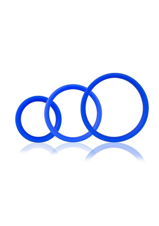 RingO Pro x3 Silicone Cock Rings Set Waterproof - Blue (3 piece pack)