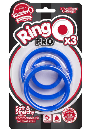 RingO Pro x3 Silicone Cock Rings Set Waterproof - Black (3 piece pack)