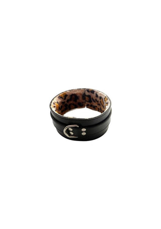 Rouge Leather Collar With Faux Fur Lining - Black