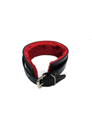 Rouge Leather Collar With Faux Fur Lining - Black