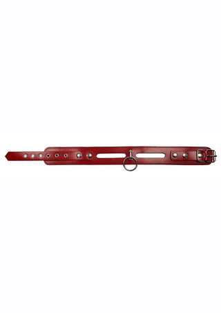 Rouge Leather Fashion Bondage Collar with O-Ring - Black