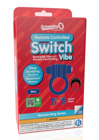 Screaming O - Switch Remote Controlled Silicone Rechargeable Vibrating Ring - Blue