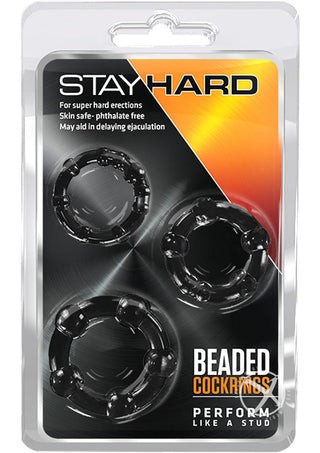 Stay Hard Beaded Cock Rings (3 Sizes) - Clear