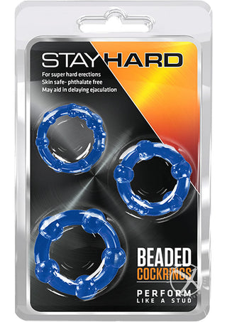 Stay Hard Beaded Cock Rings (3 Sizes) - Clear