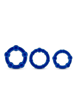 Stay Hard Beaded Cock Rings (3 Sizes) - Blue