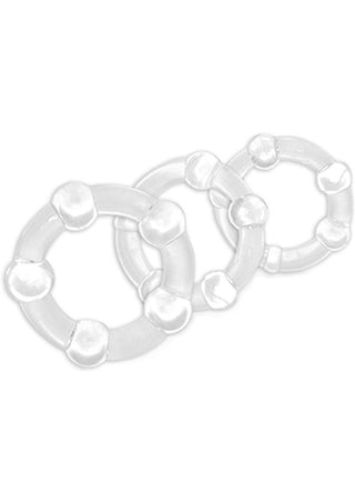 Stay Hard Beaded Cock Rings (3 Sizes) - Black