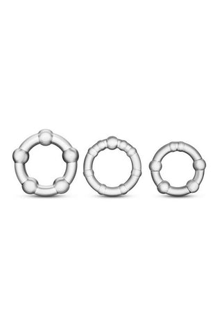 Stay Hard Beaded Cock Rings (3 Sizes) - Clear