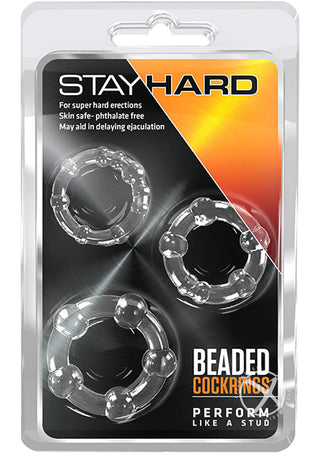 Stay Hard Beaded Cock Rings (3 Sizes) - Blue