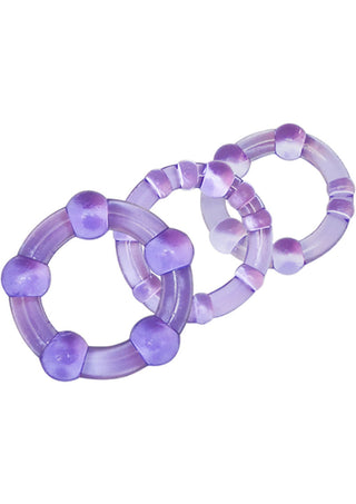 Stay Hard Beaded Cock Rings (3 Sizes) - Clear