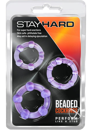 Stay Hard Beaded Cock Rings (3 Sizes) - Blue