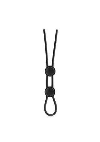 Stay Hard Silicone Double Loop Cock Ring Adjustable Cock Tie - Black