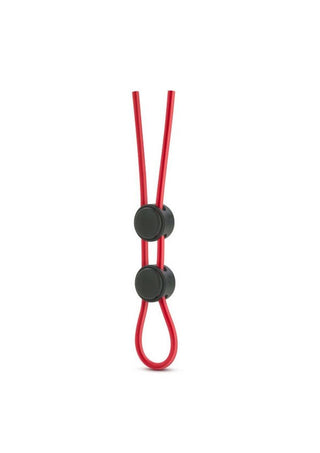 Stay Hard Silicone Double Loop Cock Ring Adjustable Cock Tie - Red