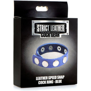 Strict Leather - Cock Gear Leather Speed Snap Cock Ring - Blue - Circus of Books