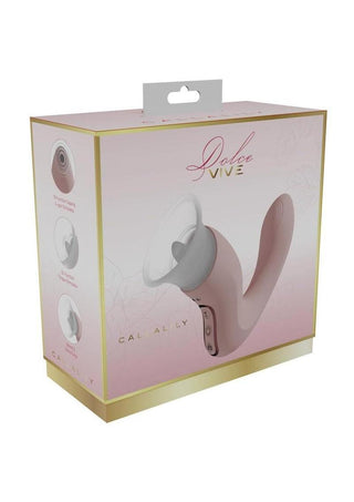Vive Callalily Silicone Rechargeable Triple Motor G-Spot Tap, Vulva, Breast Suction and Tongue Vibrator - Pink