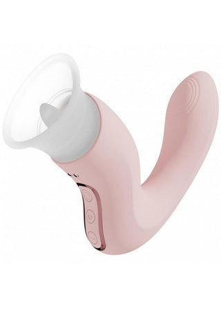 Vive Callalily Silicone Rechargeable Triple Motor G-Spot Tap, Vulva, Breast Suction and Tongue Vibrator - Pink