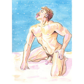 GayDudeSketches - Catching Snowflakes Christmas Card