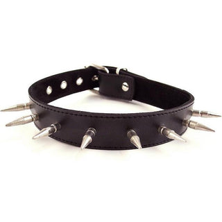 Adjustable Leather Spiked Collar - Black - Circus of Books