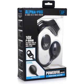 Alpha Pro - 10X P-Bomb Silicone Rechargeable Cock & Ball Ring with Plug and Remote Control - Circus of Books