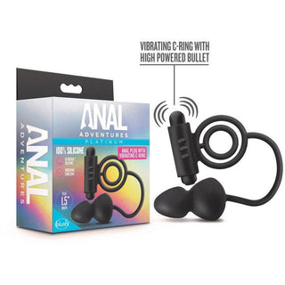 Anal Adventures Platinum - Silicone Anal Plug with Vibrating C-Ring - Circus of Books