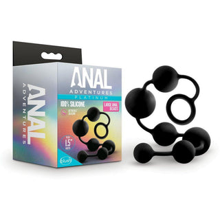 Anal Adventures - Platinum Silicone Large Anal Beads - Black - Circus of Books