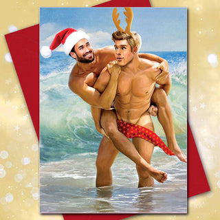 "Beachy Boys" Gay Christmas Card — Holiday, Queer, LGBTQ+ - Circus of Books