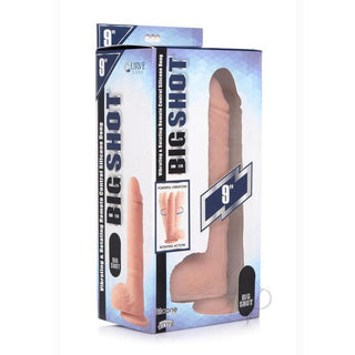 Big Shot Silicone Vibrating & Twirling Remote Control Rechargeable Dildo 9in - Vanilla - Circus of Books