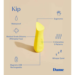Dame - Kip Lipstick Vibrator - Yellow - Circus of Books