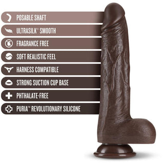 Dr. Skin - Silicone Dr. Murphy Rechargeable Thrusting Dildo with Remote Control 8" - Chocolate - Circus of Books
