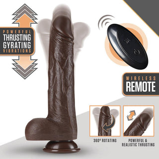 Dr. Skin - Silicone Dr. Murphy Rechargeable Thrusting Dildo with Remote Control 8" - Chocolate - Circus of Books
