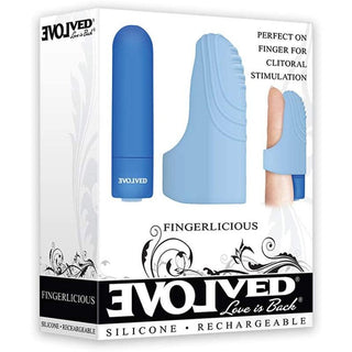 Evolved - Fingerlicious Rechargeable Bullet w/ Silicone Finger Sleeve - Blue - Circus of Books