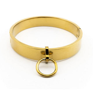 Golden Steel Slave Collar with O - Ring - Circus of Books