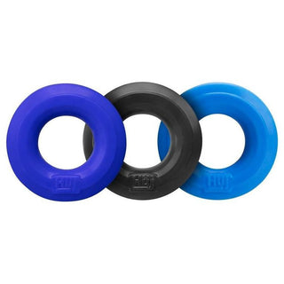 Hunkyjunk HUJ3 Silicone C-Rings (3 Pack) - Blue/Black/Teal - Circus of Books