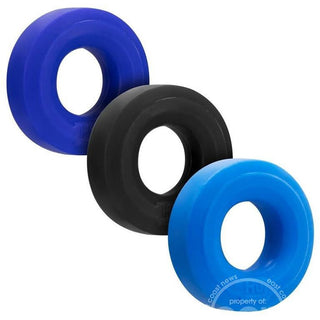 Hunkyjunk HUJ3 Silicone C-Rings (3 Pack) - Blue/Black/Teal - Circus of Books