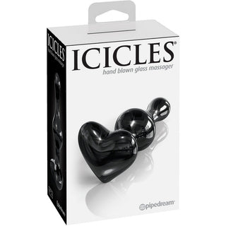 Icicles No 74 Heart Shaped Glass Plug 3.1" - Black - Circus of Books