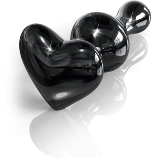 Icicles No 74 Heart Shaped Glass Plug 3.1" - Black - Circus of Books