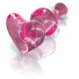 Icicles No 75 Heart Shaped Glass Plug 3.1" - Pink - Circus of Books