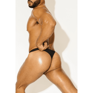 JJ Malibu - Flawless Feel Seamless Thong with Mesh Cutout - Black - Circus of Books