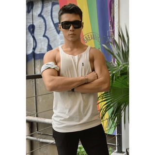 JJ Malibu - Jersey Mesh Tank Top - White - Circus of Books
