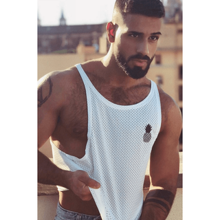 JJ Malibu - Jersey Mesh Tank Top - White - Circus of Books
