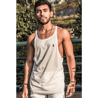 JJ Malibu - Jersey Mesh Tank Top - White - Circus of Books