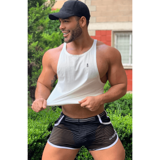 JJ Malibu - Jersey Mesh Tank Top - White - Circus of Books