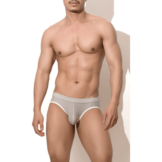 JJ Malibu - Mesh Underwear Brief Style Jock Strap - Silver / White - Circus of Books