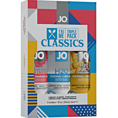 JO - Tri Me Triple Pack - Classics - Original Waterbased, All in One Warming, Pineapple Flavored 3-1oz Bottles - Circus of Books