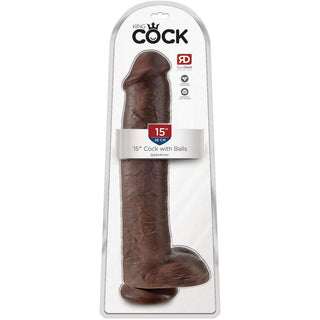 King Cock Dildo with Balls 15in - Chocolate - Circus of Books
