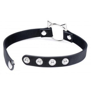 Master Series - Kinky Kitty Adjustable Ring Choker Slim - Black - Circus of Books