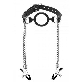 Master Series - Mutiny - O-Ring Gag w/ Nipple Clamps - Circus of Books