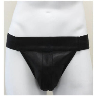 Plain Front Black leather Jock Stra - Circus of Books